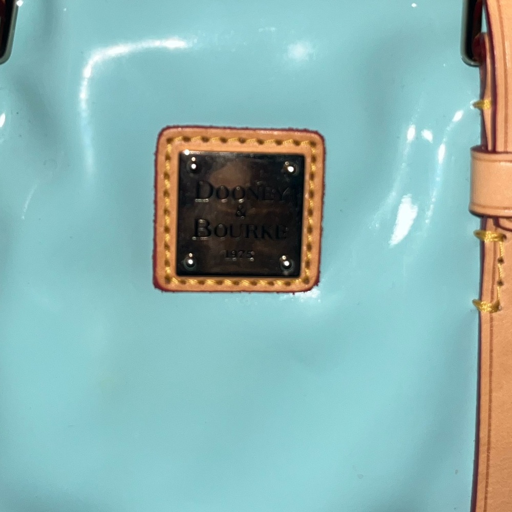 Dooney & Bourke Aqua Satchel with Tan Straps - Picture 2 of 11